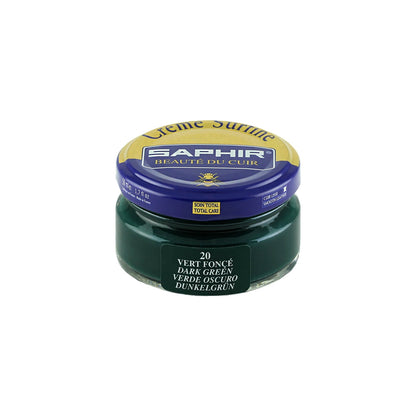 Cirage Saphir Crème Surfine Pommadier teinte vert, pot de 50 ml