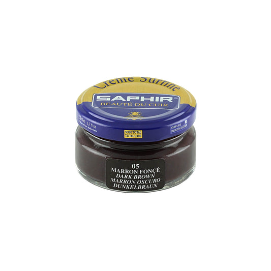 Cirage Saphir Crème Surfine Pommadier teinte marron foncé, pot de 50 ml