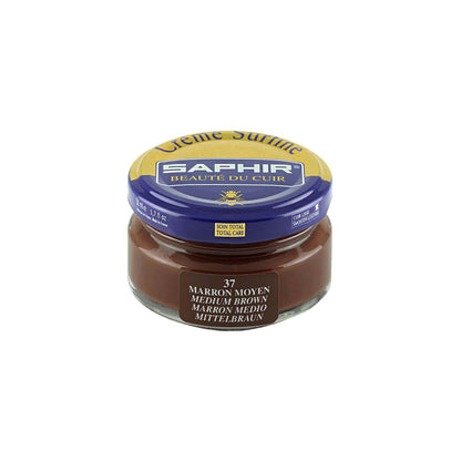 Cirage Saphir Crème Surfine Pommadier teinte marron moyen, pot de 50 ml